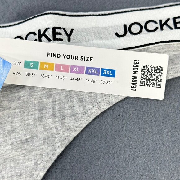 Jockey Women's Size XL Panty Thong Cotton Stretch Essentials Gray New With Tags - Picture 8 of 11